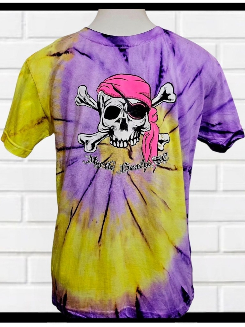 NWT Exist Kids Myrtle Beach SC Pirate Skull Tie Dye T-Shirt Size XL